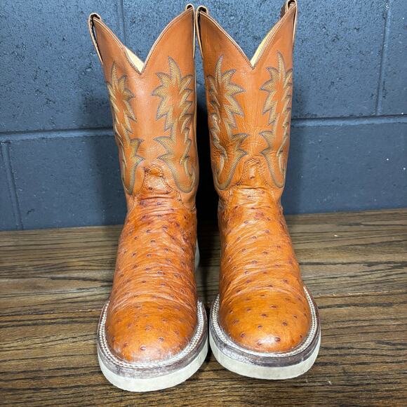 Justin Tekno Crepe Full Quill Ostrich Cowboy Boots Western Men’s 8.5D USA Made main image 7